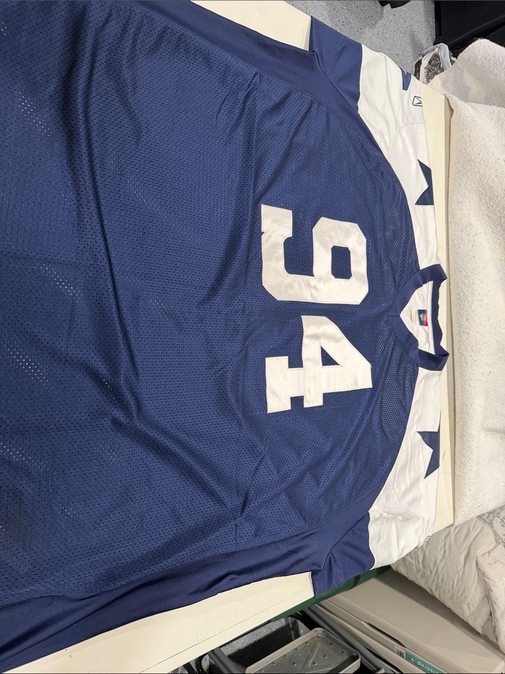 Reebok Navy and White Football Jersey #94 DeMarcus Ware